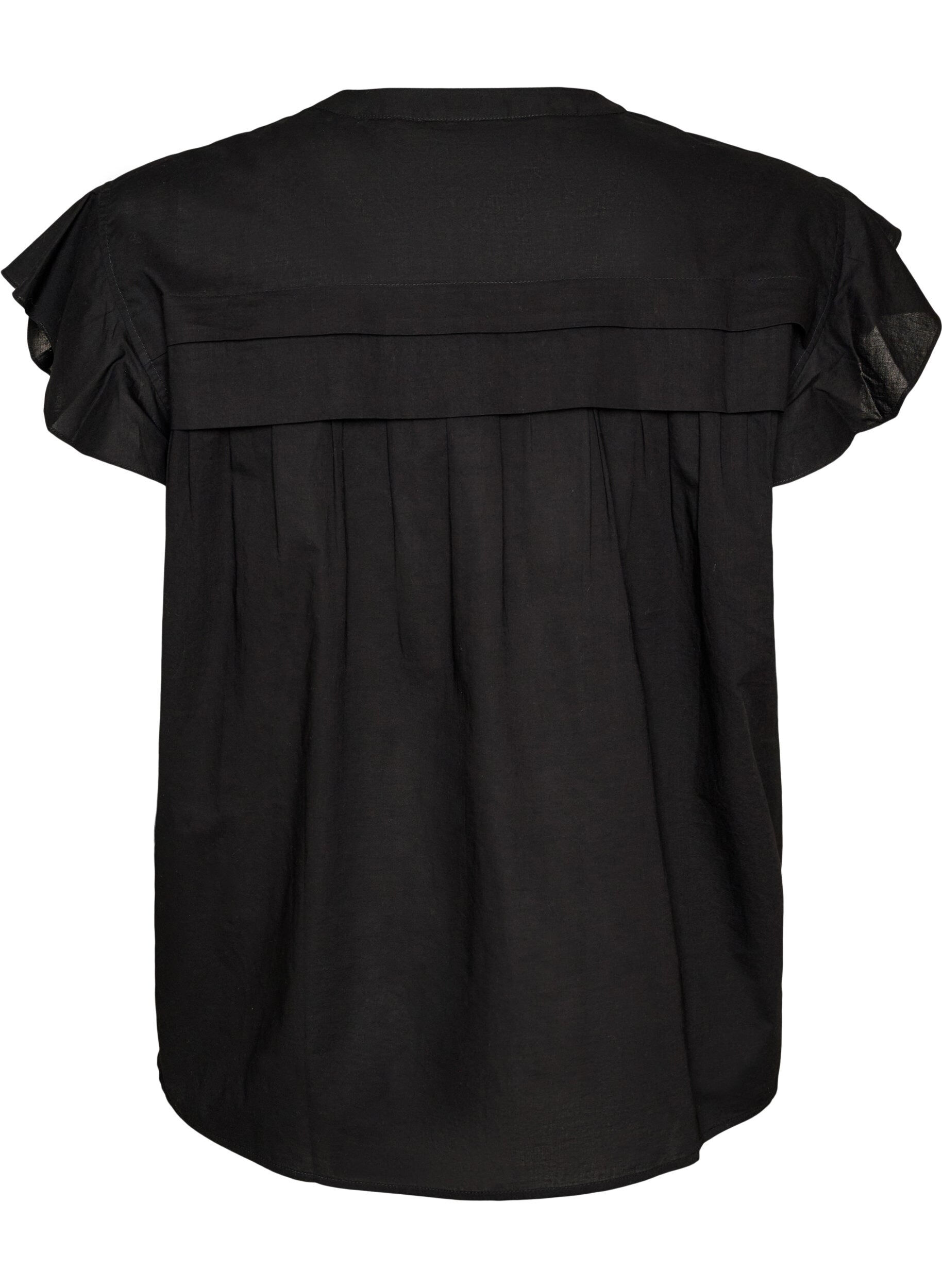 ZizziMouwloze A-lijn katoenen blouseshirt, Zwart, Packshot image number 1