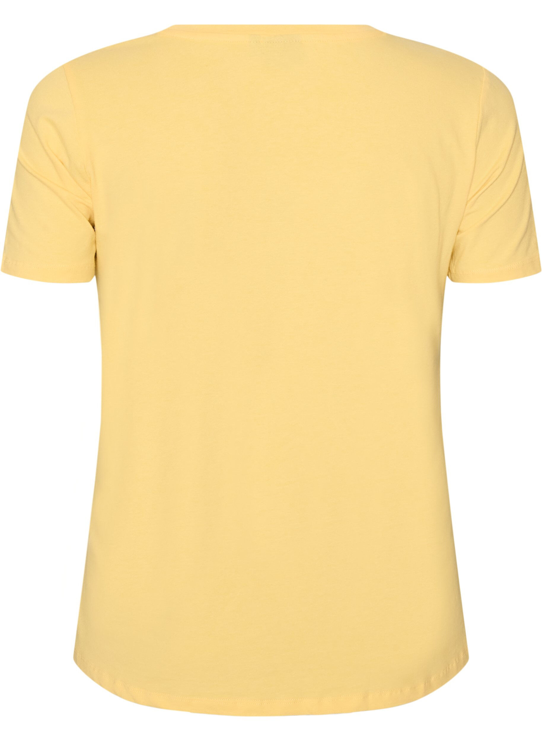 ZizziBasic t-shirt in effen kleur met katoen, Geel, Packshot image number 1
