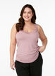 Viscose top met kanten afwerking, Roze, Model image number 0