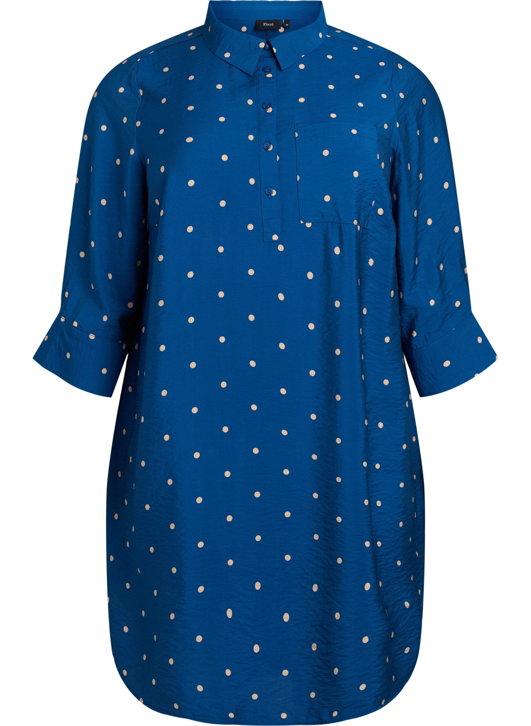 ZizziKorte jurk met kraag en borstzak, Blauw, Packshot image number 0