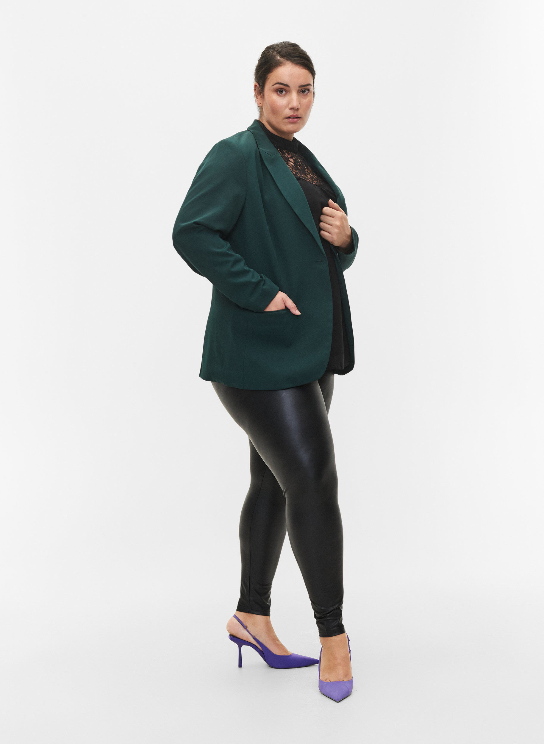 Zizzi Klassieke blazer met zakken, Scarab, Model image number 2