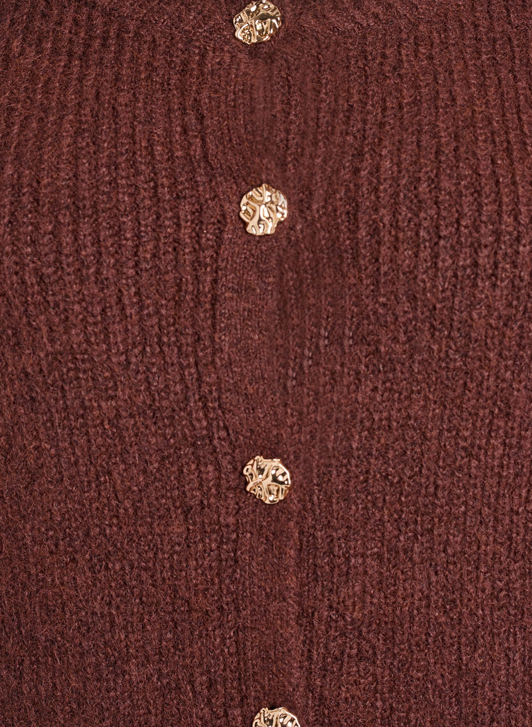 Zizzi Korte cardigan met 3/4-mouwen en gouden textuur knopen, Bruin, Packshot image number 2