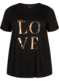 Katoenen t-shirt met korte mouwen en opdruk, Black W. Love 