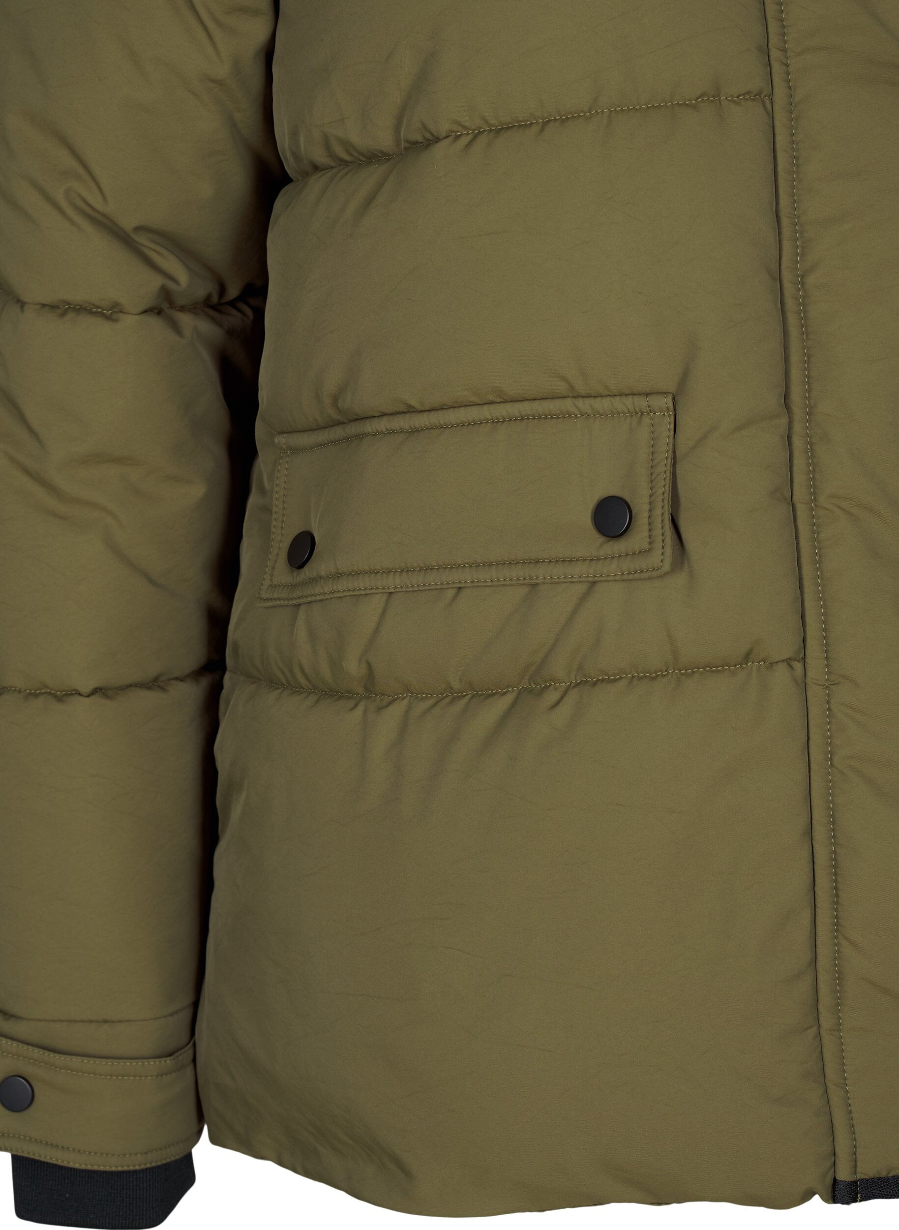 Zizzi Korte puffer jas met contrastdetails, Groen, Packshot image number 3