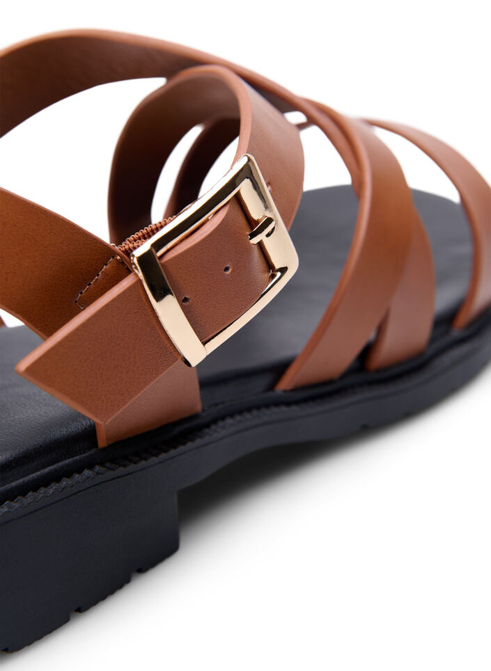 Leren zomersandalen met een brede pasvorm, Friar Brown, Packshot image number 4