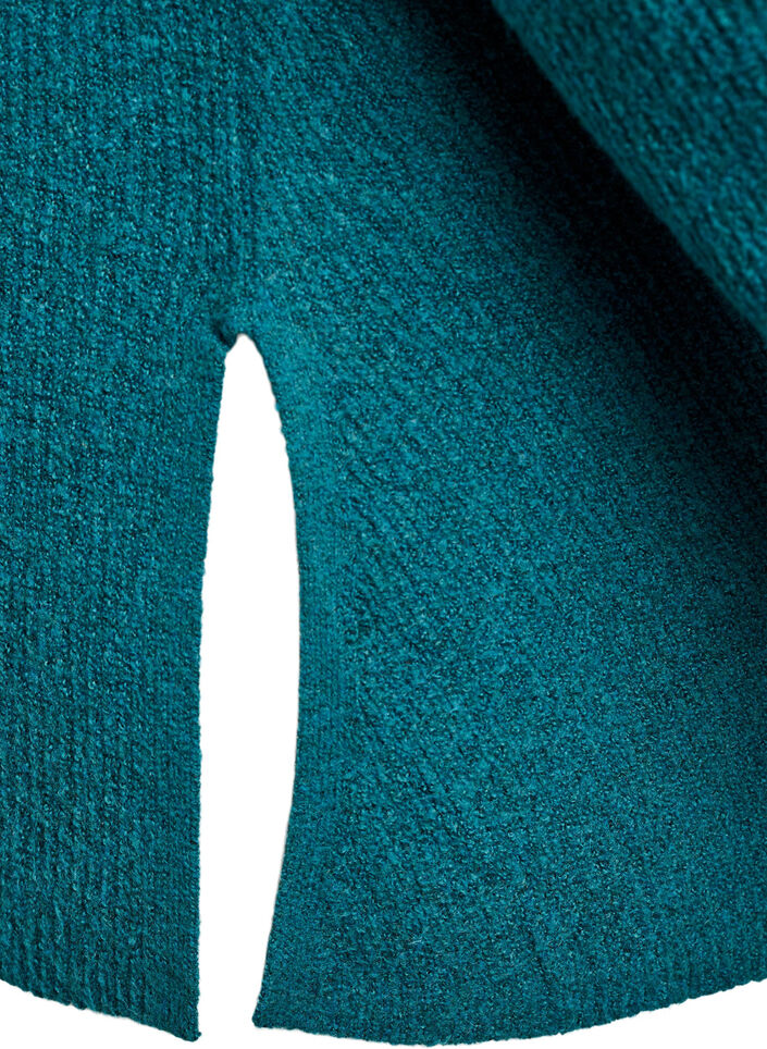 Gebreide trui met diagonale structuur en raglanmouwen, Groen, Packshot image number 3
