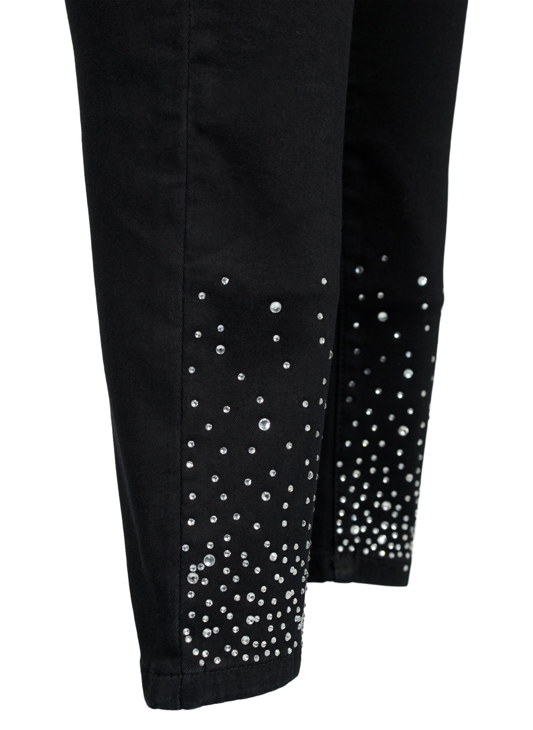 Zizzi Hoge taille Amy jeans met strass steentjes, Black, Packshot image number 3
