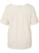 Katoenen blouse met borduursel en korte mouwen, Buttercream, Packshot image number 1