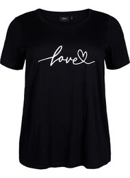Katoenen T-shirt met ronde hals en print, Black W. Love