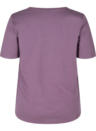 T-shirt in biologisch katoen met v-hals, Vintage Violet, Packshot image number 1