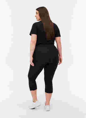 Basic 3/4 legging met ruche detail, Black, Model image number 1