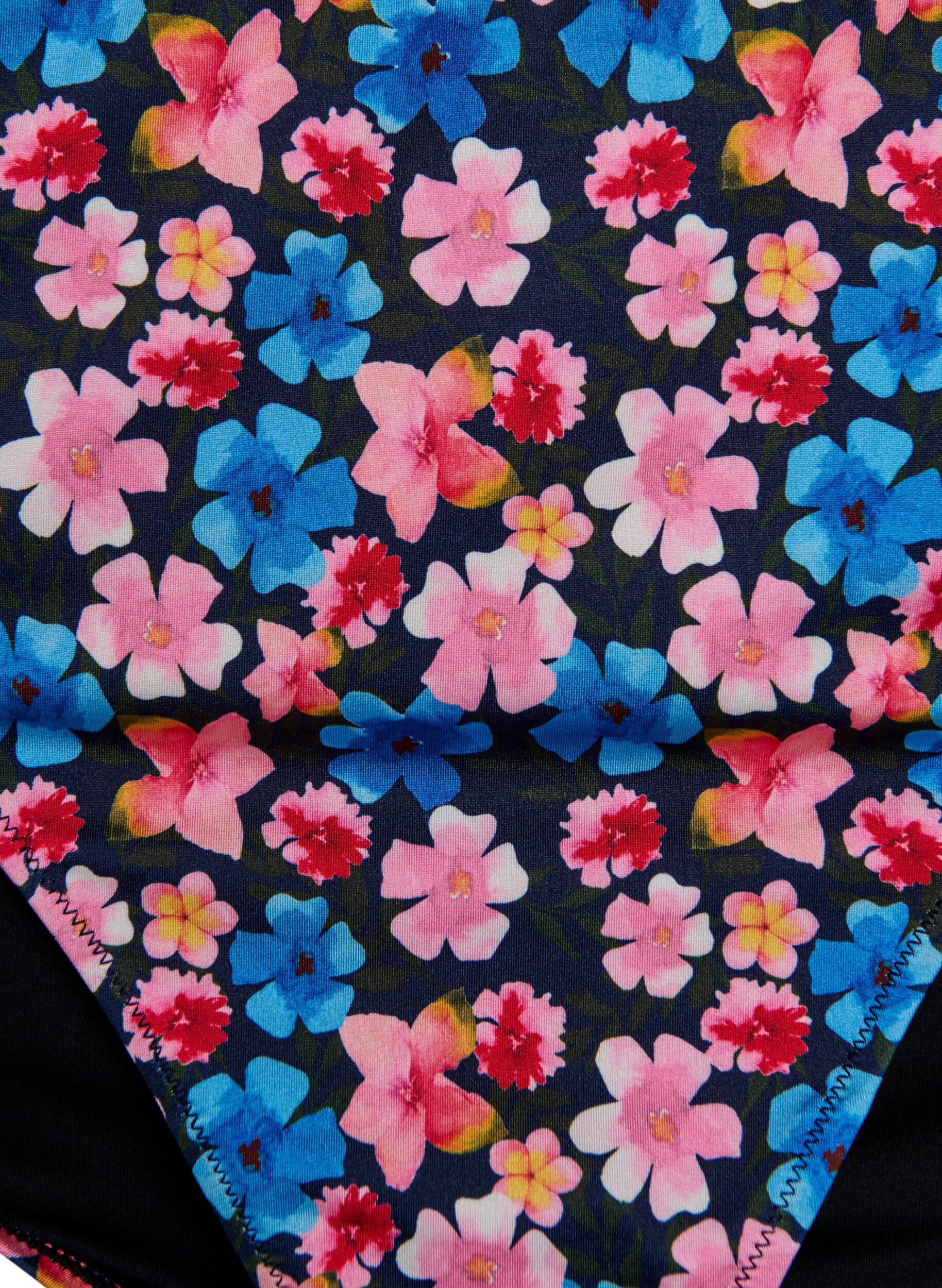 Zizzi Hoog getailleerde bloemrijke bikini broekjes, Rood, Packshot image number 2