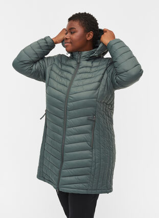Gewatteerde lichte jas met afneembare capuchon en zakken, Urban Chic, Model image number 0