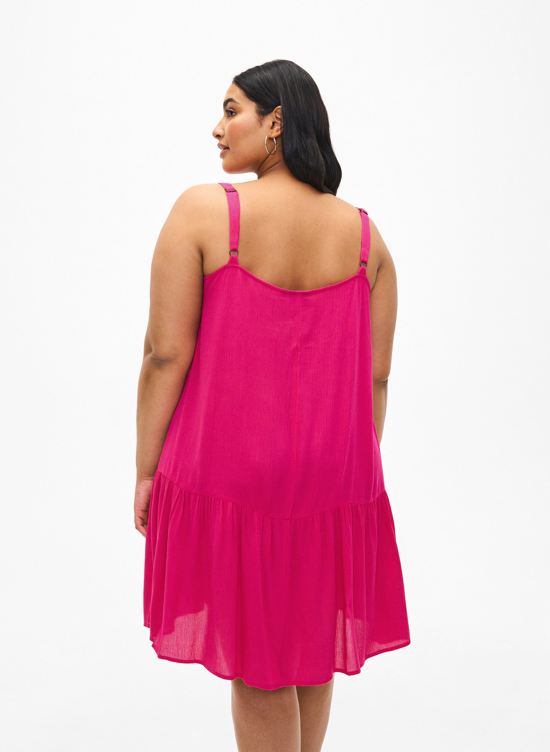 Zizzi zomerjurk met bandjes, gemaakt van viscose, Raspberry Sorbet, Model image number 1