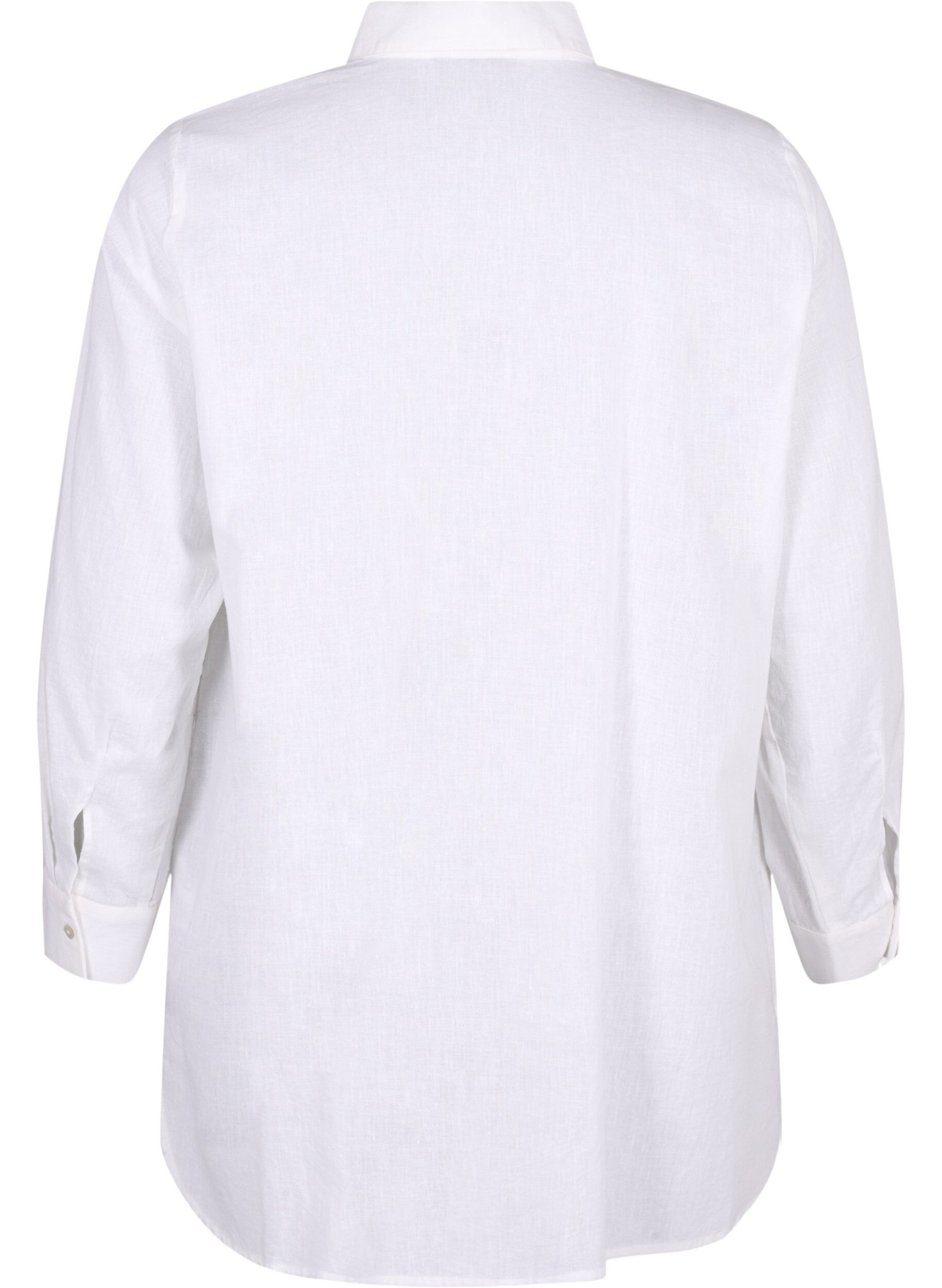 Zizzi Lang shirt van linnen en katoen, Bright White, Packshot image number 1