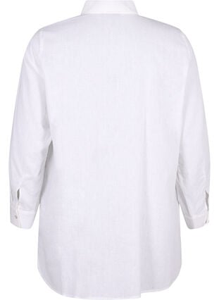 Lang shirt van linnen en katoen, Bright White, Packshot image number 1