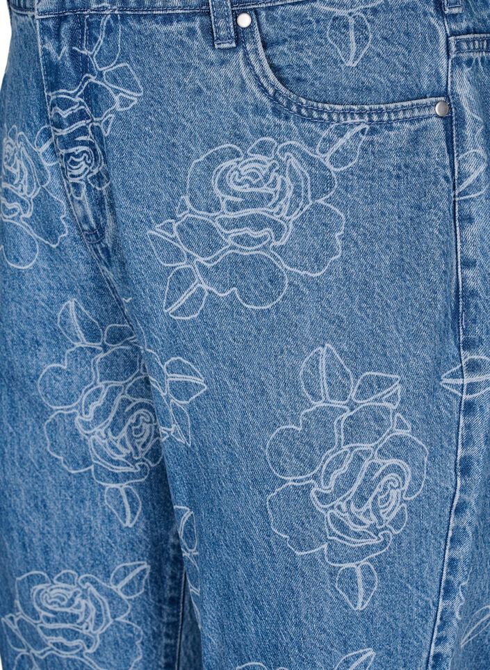 Mille jeans met een bloemenpatroon, Blauw, Packshot image number 2