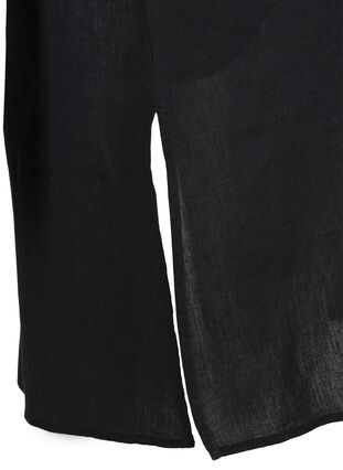 Jurk met korte mouwen van katoenmix met linnen, Black, Packshot image number 3