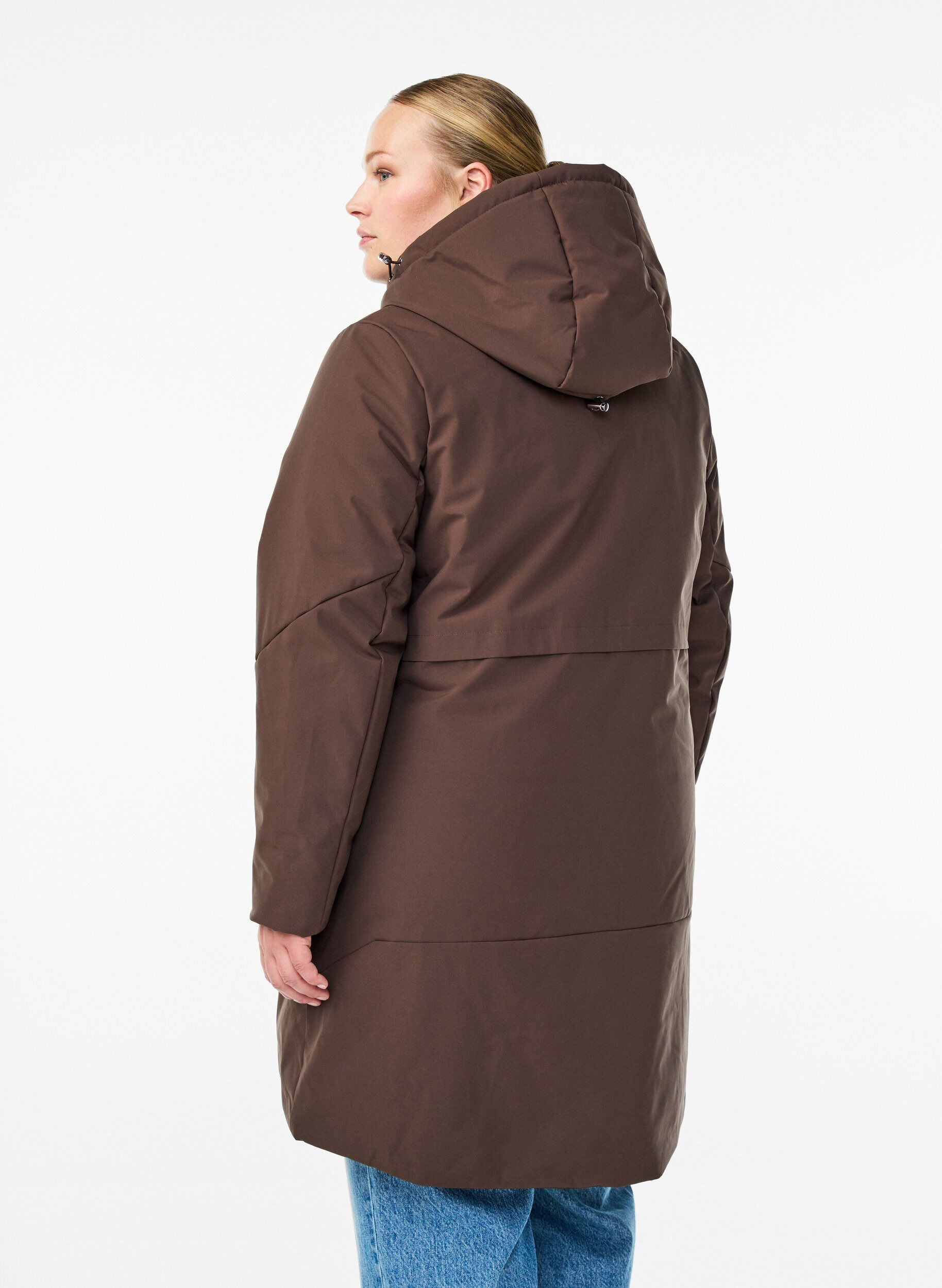 Zizzi Winterjas met verstelbare taille, Bruin, Model image number 1