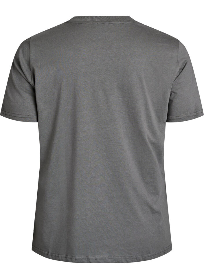 Basic katoenen T-shirt met ronde hals, Grijs, Packshot image number 1
