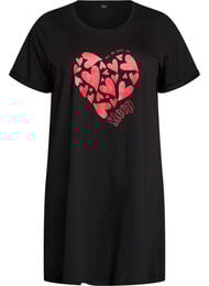 Nachtjapon met korte mouwen van biologisch katoen, Zwart