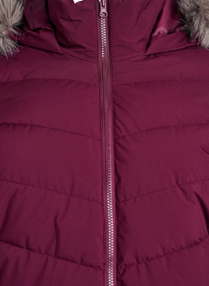 Kort pufferjack met capuchon, Donker Bordeaux, Packshot image number 2
