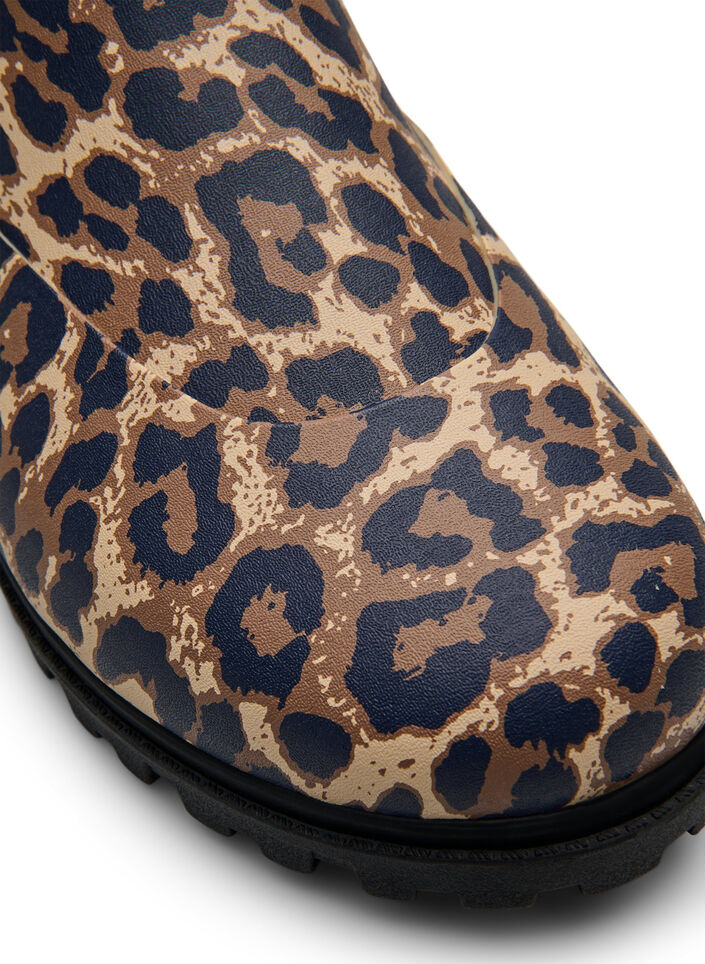 Wide fit - Korte regenlaarzen met elastische neopreen schacht, Leopard AOP, Packshot image number 3