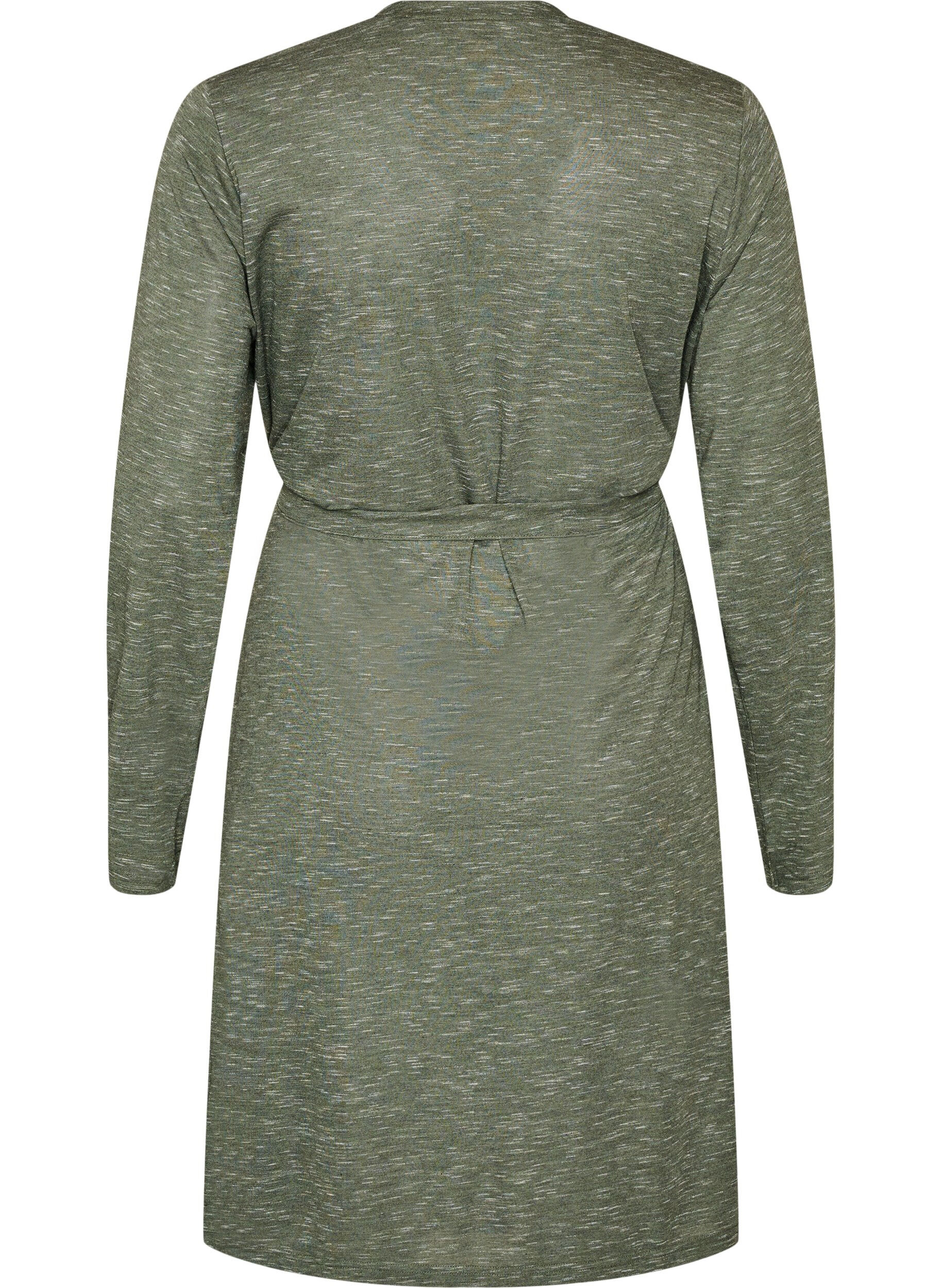 ZizziLange jersey vest met strikceintuur, Groen, Packshot image number 1