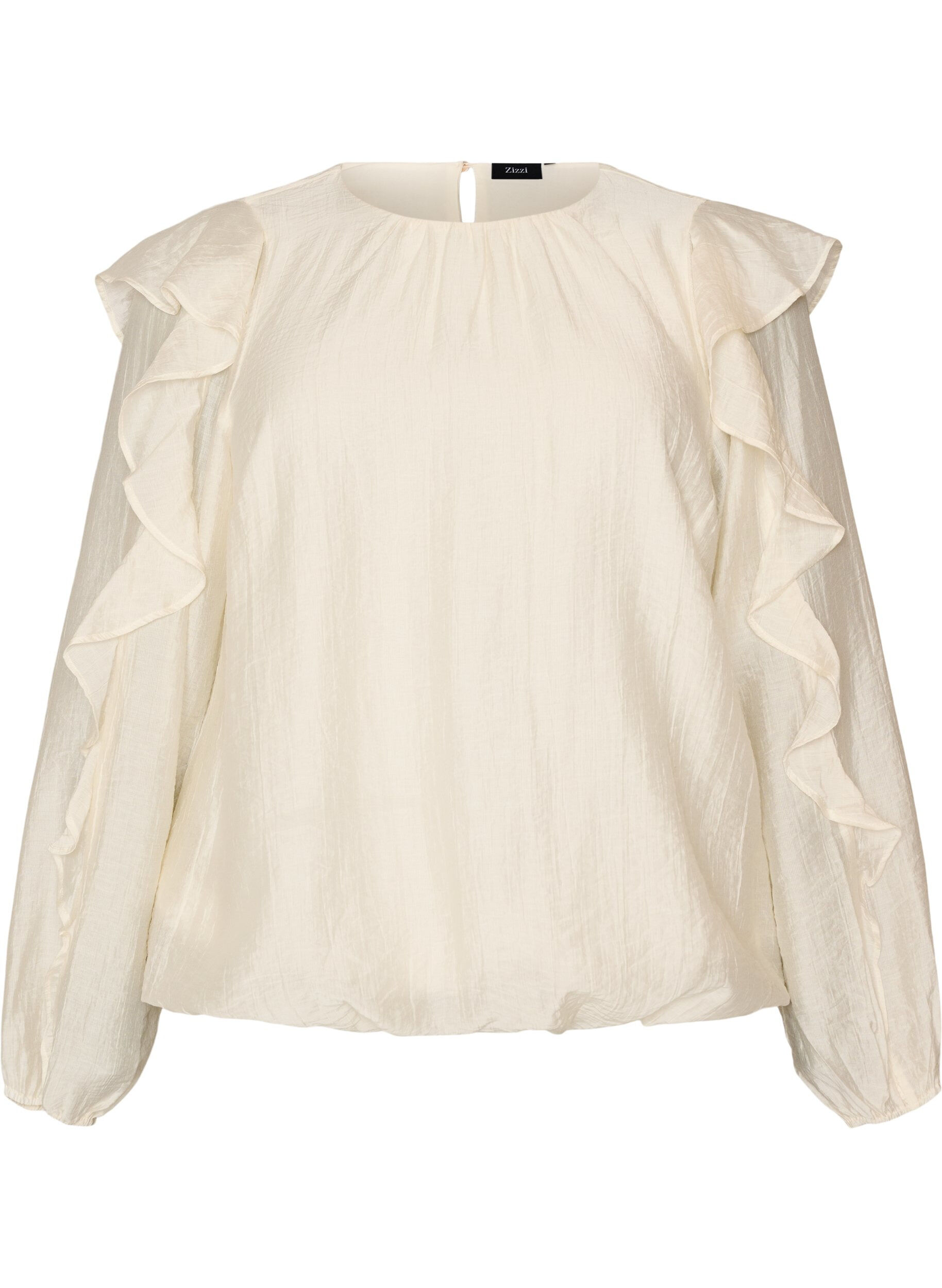 ZizziBlouse met ruches en ballonvorm, Vanille, Packshot image number 0