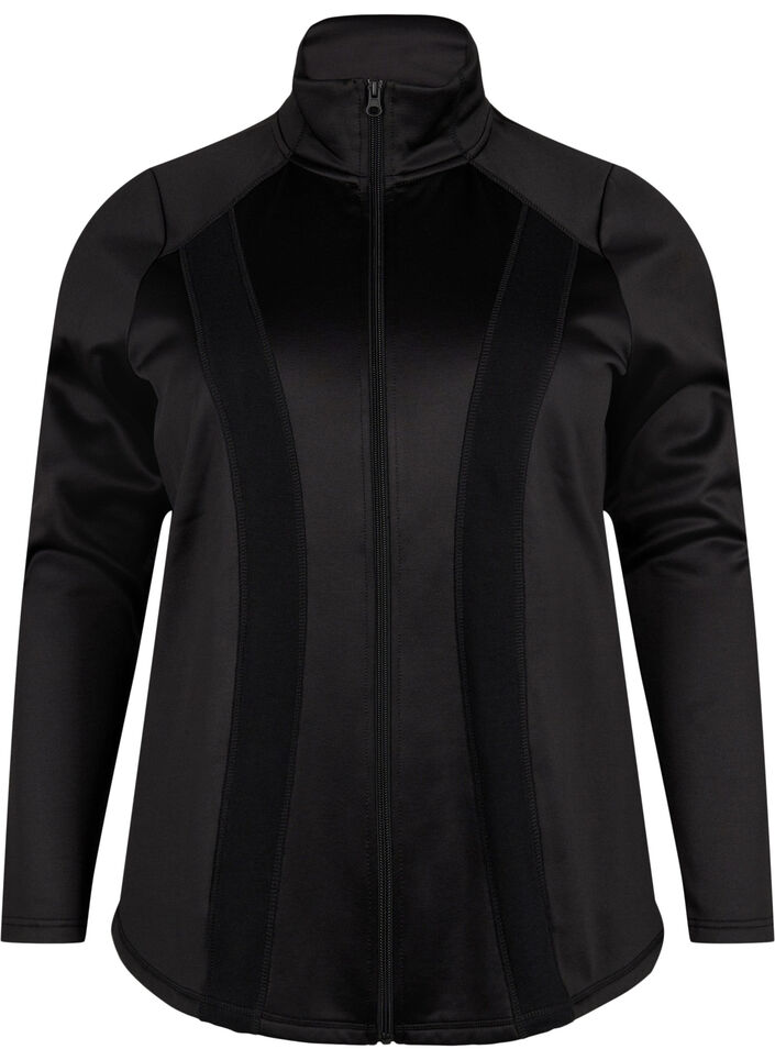 Sportief vest met rits en hoge hals, Black, Packshot image number 0