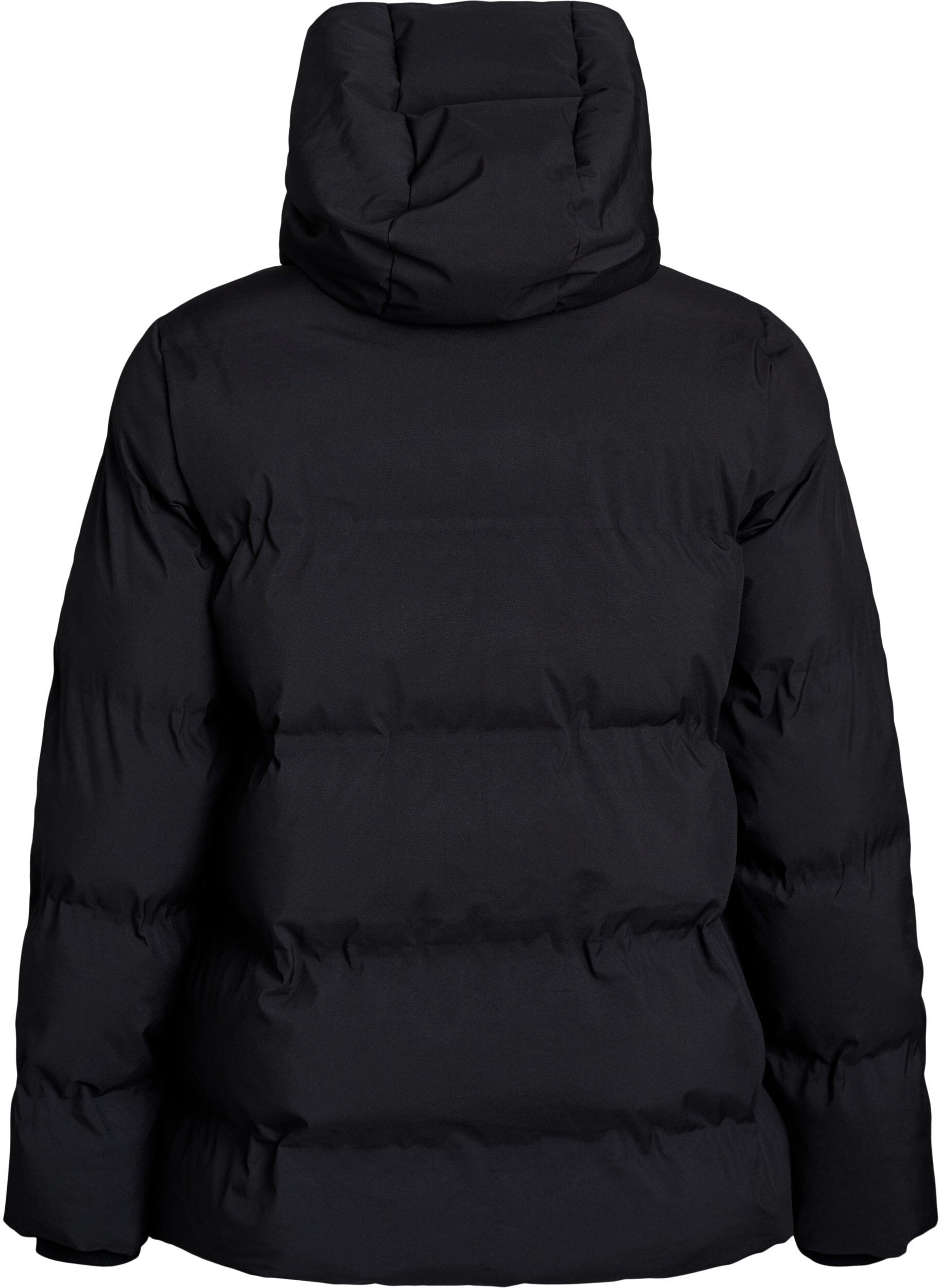 ZizziKorte gewatteerde jas met afneembare capuchon, Zwart, Packshot image number 1