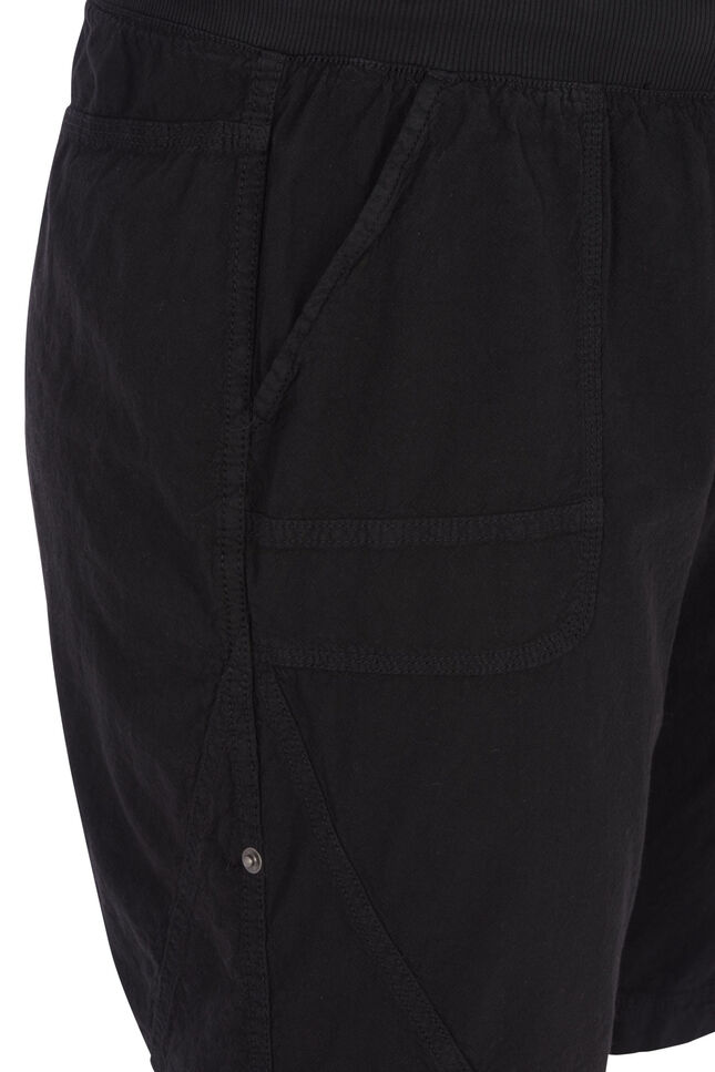Losse katoenen short met zakken, Zwart, Packshot image number 2