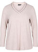 Top met v-hals en lange mouwen, Beige, Packshot image number 0