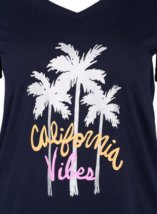 Katoenen t-shirt met v-hals, Night Sky California, Packshot image number 2