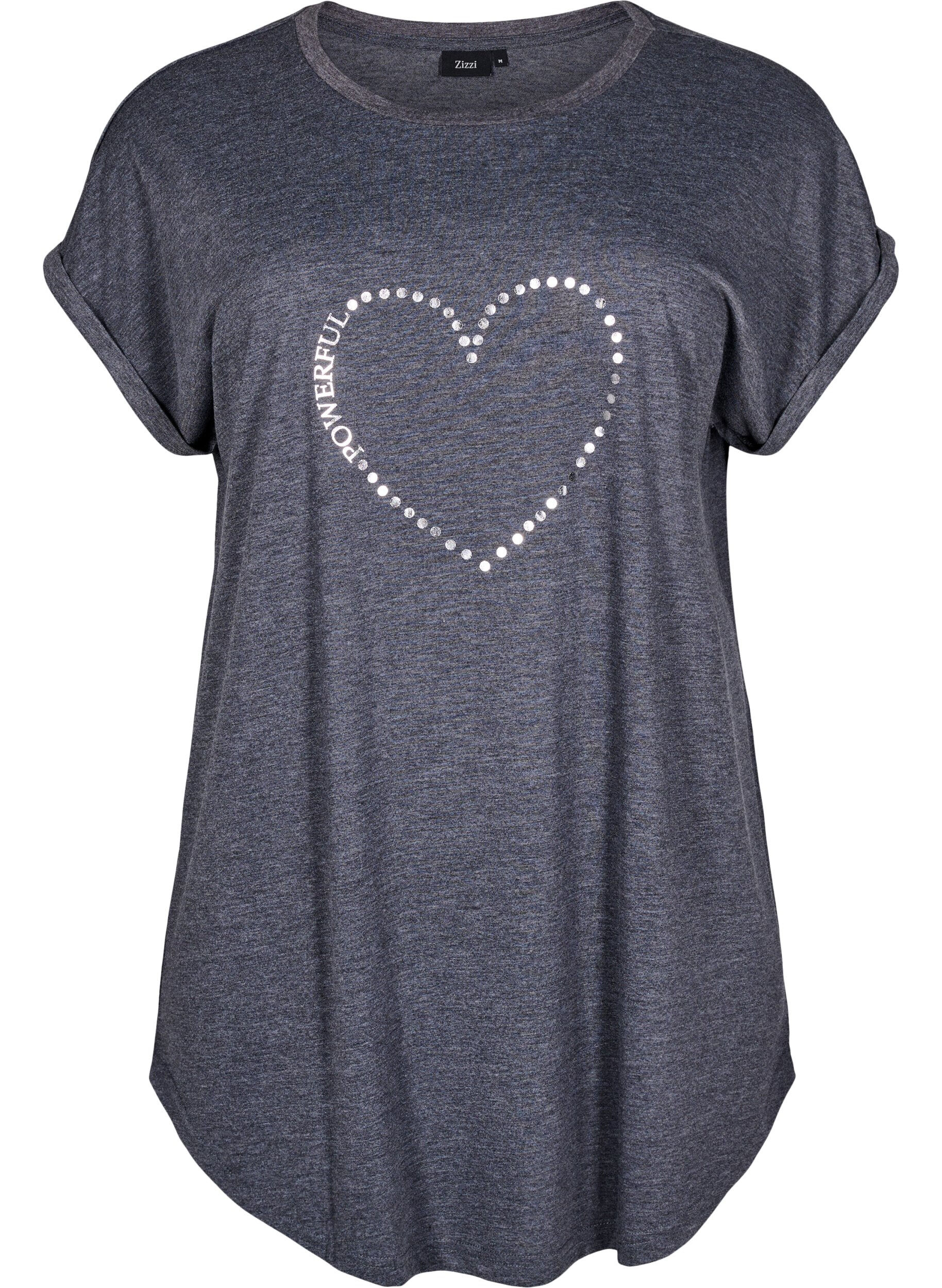 Zizzi Nachtjapon met korte mouwen en tekstopdruk, , Packshot image number 0