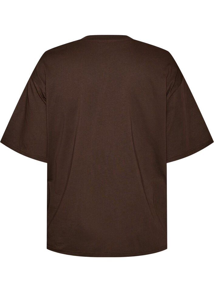 Oversized T-shirt met grote fotoprint, Bruin, Packshot image number 1