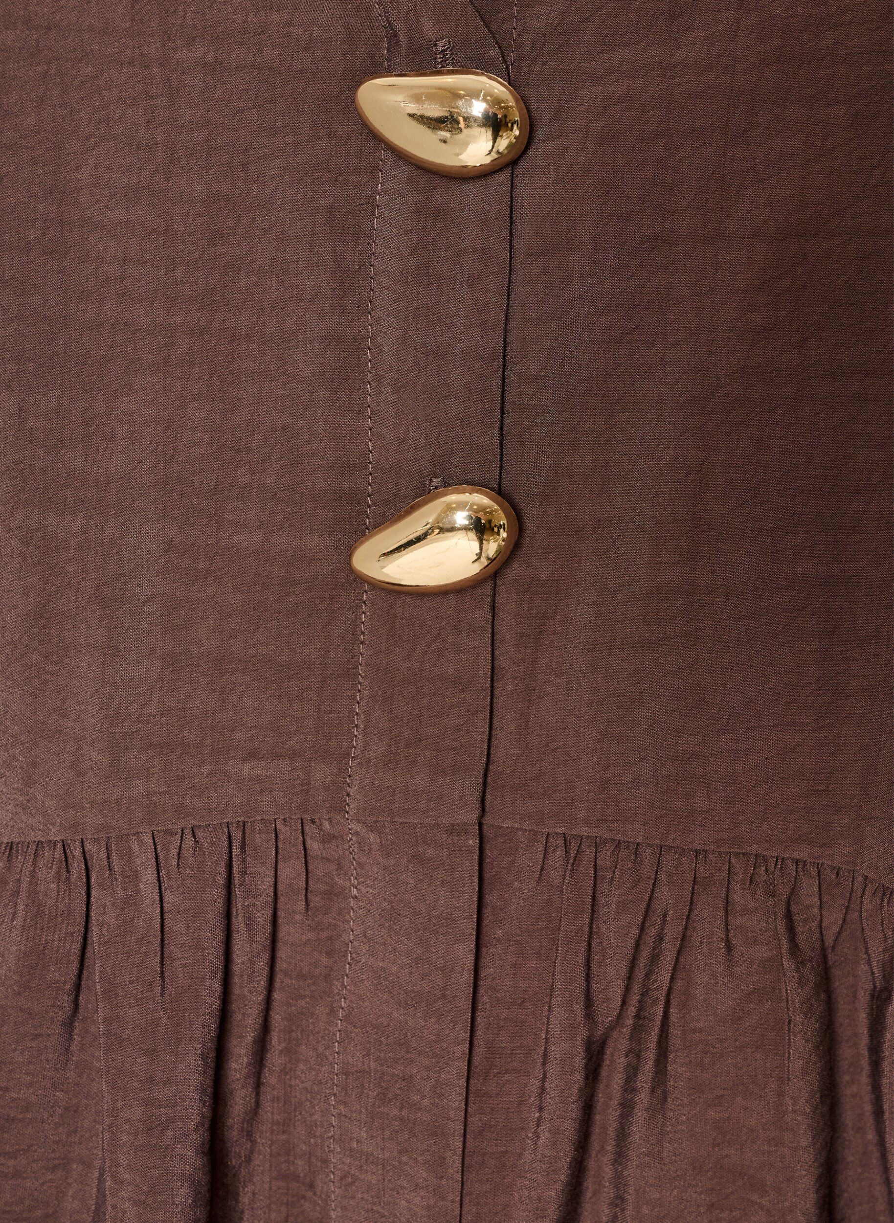 ZizziMouwloze peplumblouse met decoratieve knopen, Bruin, Packshot image number 2