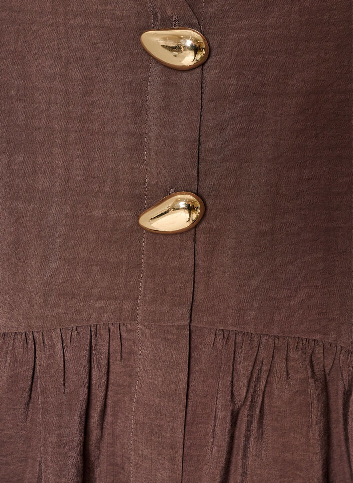 Mouwloze peplumblouse met decoratieve knopen, Bruin, Packshot image number 2