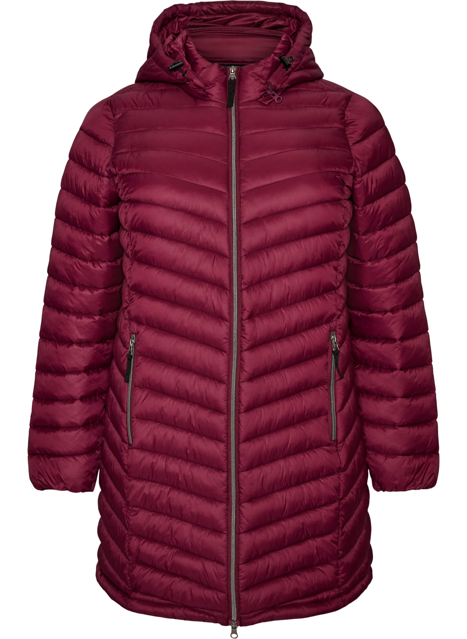 ZizziLichtgewicht jas met zakken en afneembare capuchon, Rood, Packshot image number 0