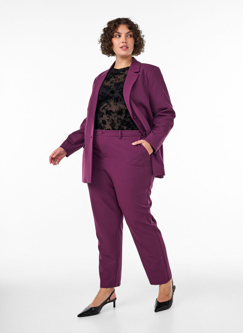 Trousers with pockets and straight legs, Purple, Model image number 0