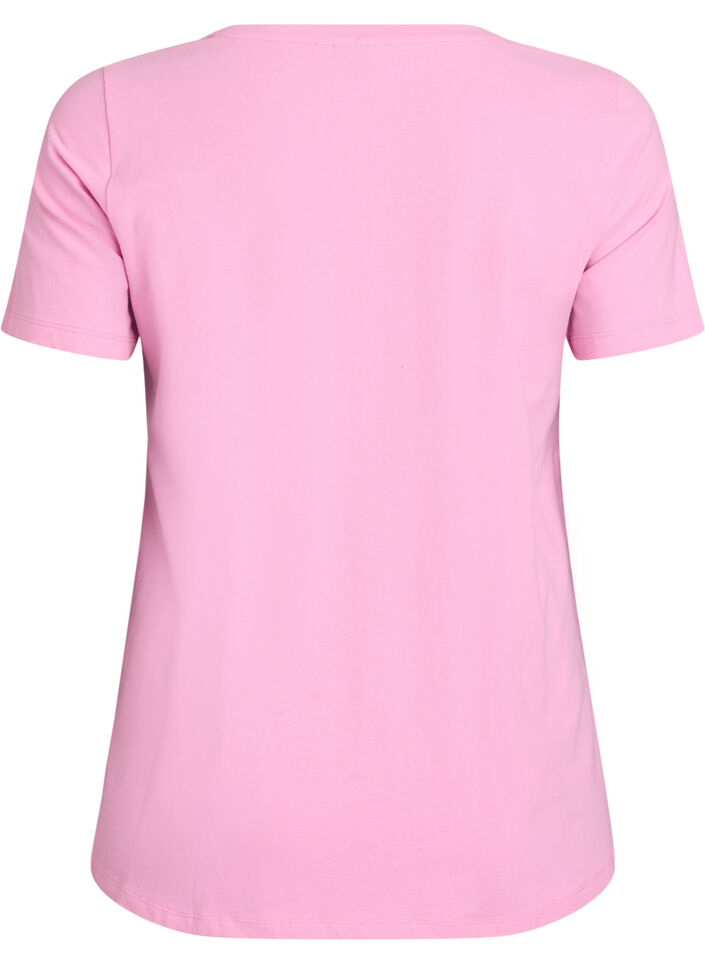 Basic t-shirt in effen kleur met katoen, Roze, Packshot image number 1