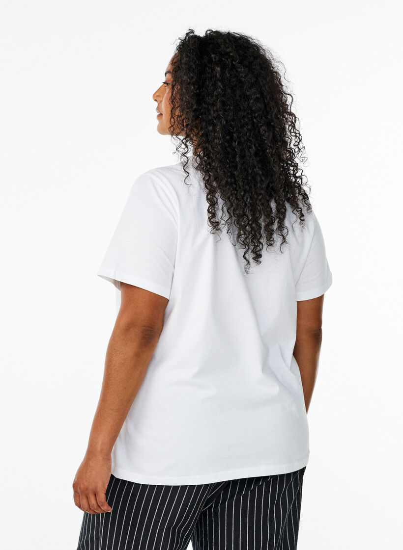 Biologisch katoenen T-shirt met citrusmotief, Wit, Model image number 1