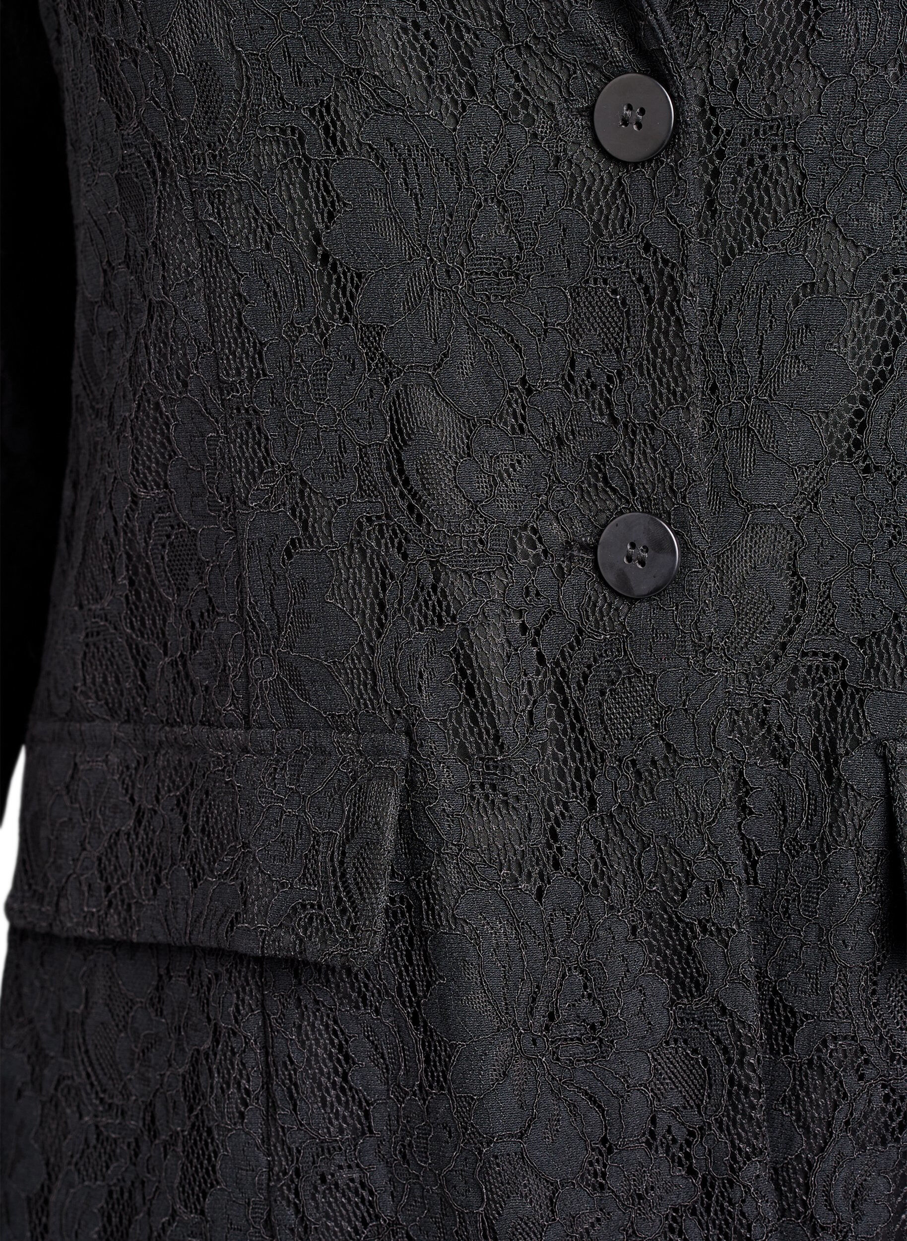 Zizzi Kanten blazer met knoopsluiting, Zwart, Packshot image number 2