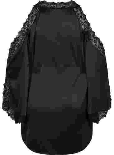 badjas met kant, Black, Packshot image number 1