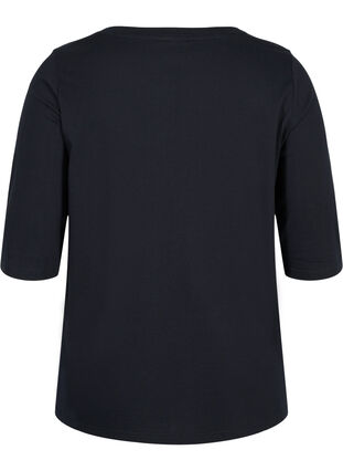 T-shirt van biologisch katoen met 2/4 mouwen, Black, Packshot image number 1