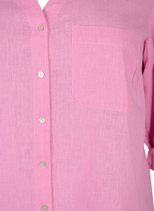 Shirtblouse met knoopsluiting van katoen-linnenmix, Rosebloom, Packshot image number 2