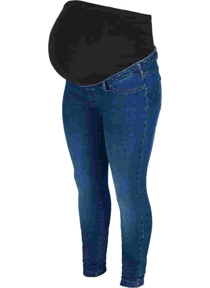 Zwangerschapsjegging van katoenmix, Dark blue denim, Packshot image number 0