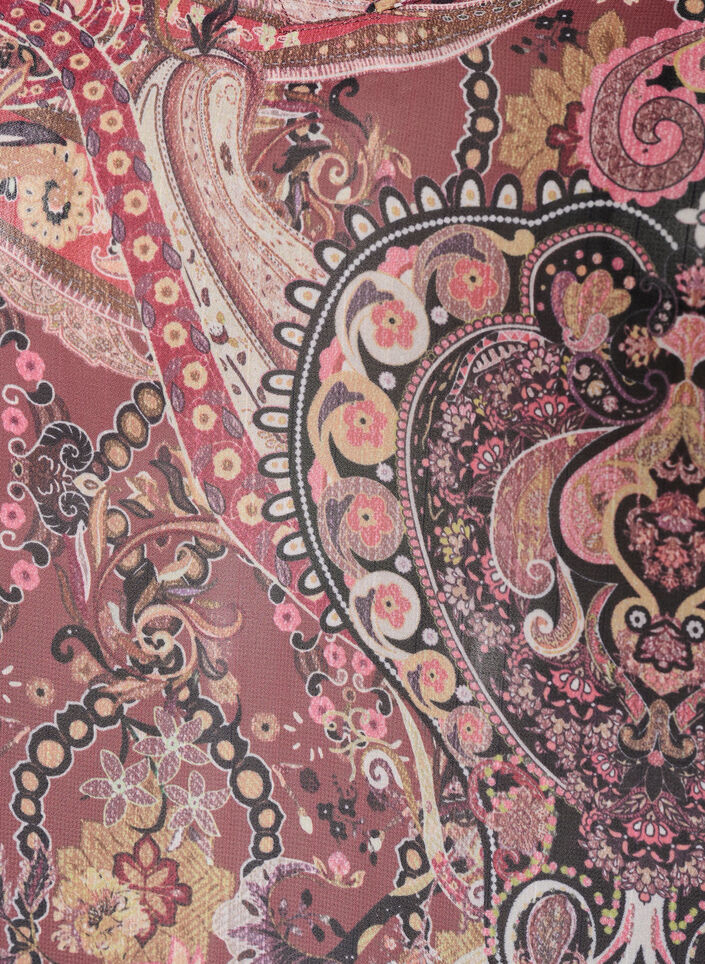 Tunic met paisleyprint en gesmokte manchetten, Roze, Packshot image number 2