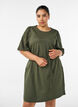 Katoenen jurk met broderie anglaise mouwen en een strik in de taille, Groen, Model image number 0