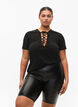 Glimmende nauwsluitende shorts met hoge taille, Black, Model image number 0